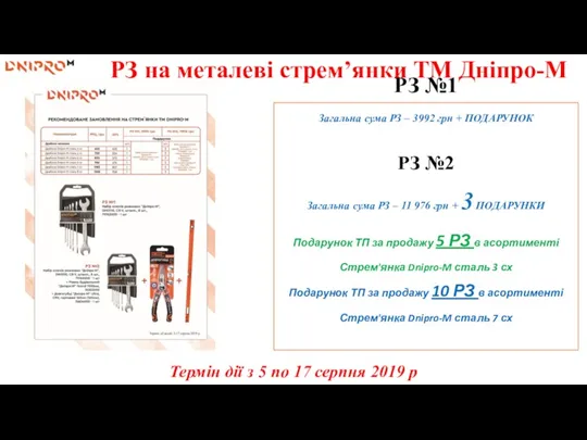 РЗ на металеві стрем’янки ТМ Дніпро-М Термін дії з 5 по 17 серпня