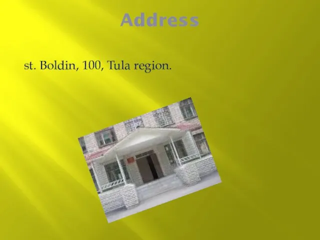 Address st. Boldin, 100, Tula region.