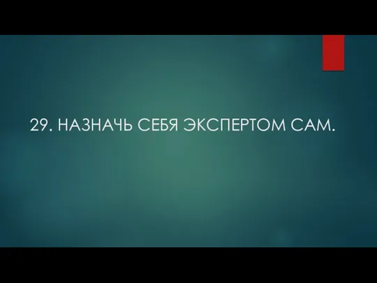 29. НАЗНАЧЬ СЕБЯ ЭКСПЕРТОМ САМ.