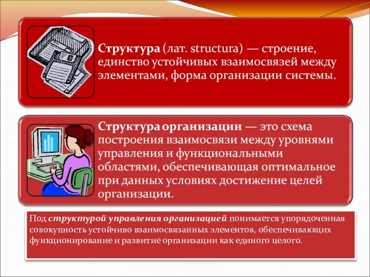 Под структурой управления организацией понимается упорядоченная совокупность устойчиво взаимосвязанных элементов,