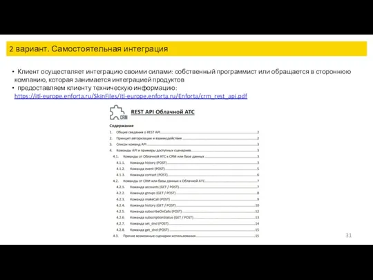 2 вариант. Самостоятельная интеграция Клиент осуществляет интеграцию своими силами: собственный