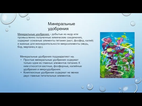 Минеральные удобрения – добытые из недр или промышленно полученные химические