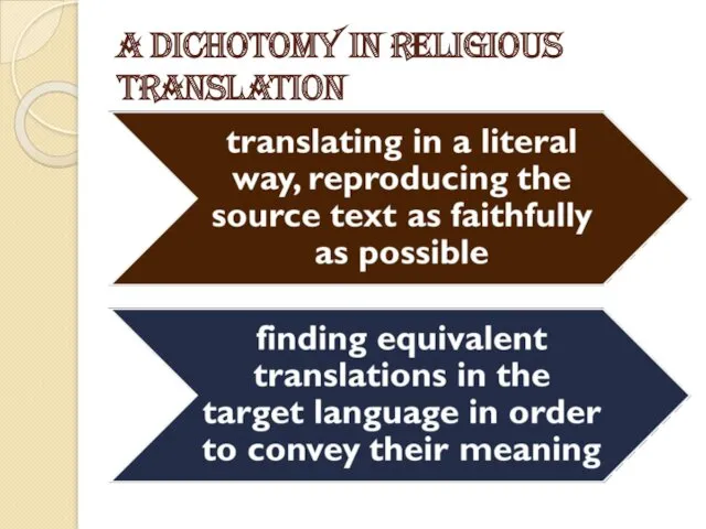 a dichotomy in religious translation