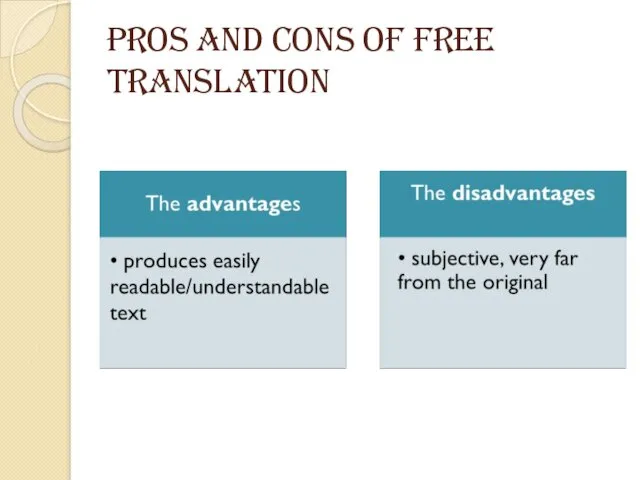 PROS AND CONS of Free translation