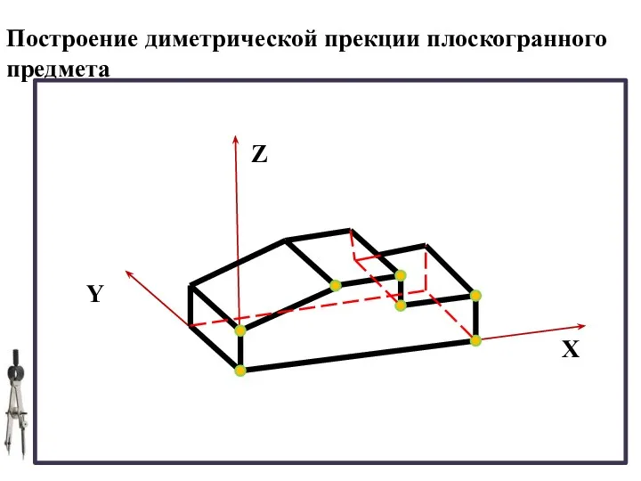 Z Y X Построение диметрической прекции плоскогранного предмета