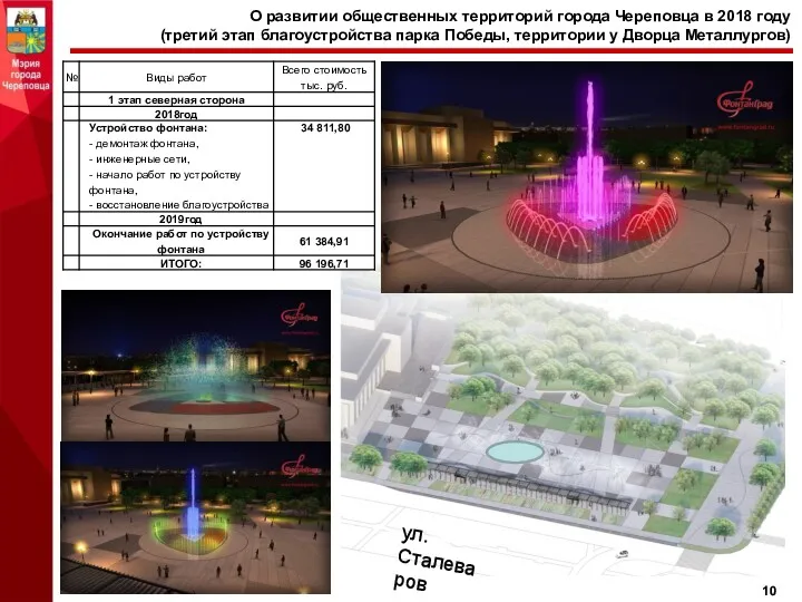 О развитии общественных территорий города Череповца в 2018 году (третий этап благоустройства парка