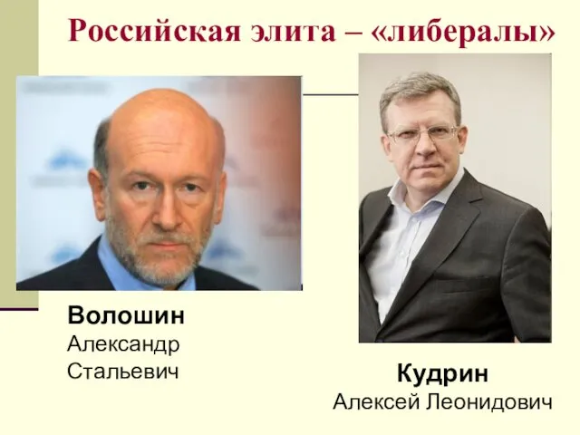 Российская элита – «либералы» Волошин Александр Стальевич Кудрин Алексей Леонидович