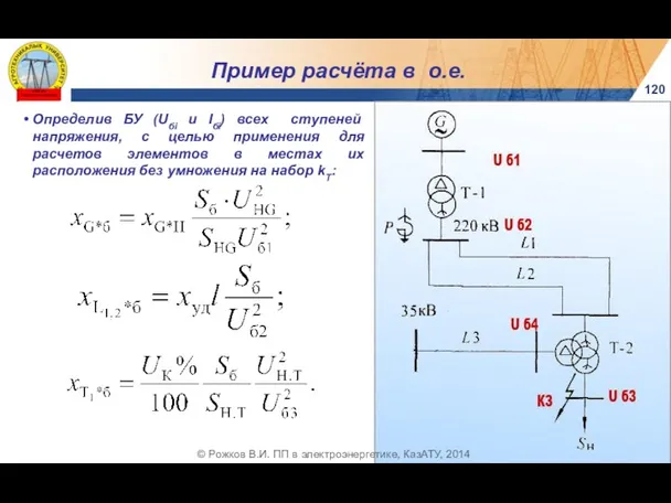 120 © Рожков В.И. ПП в электроэнергетике, КазАТУ, 2014 Пример