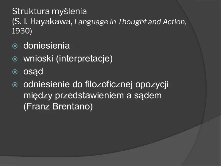 Struktura myślenia (S. I. Hayakawa, Language in Thought and Action,