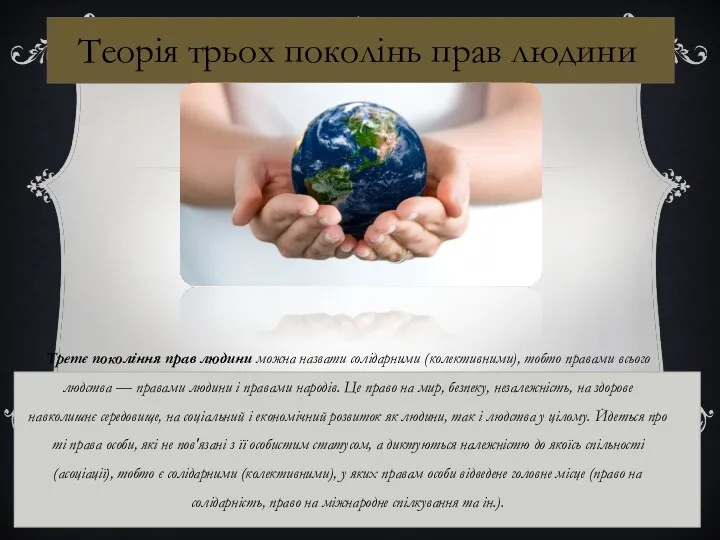 Теорія трьох поколінь прав людини Третє покоління прав людини можна