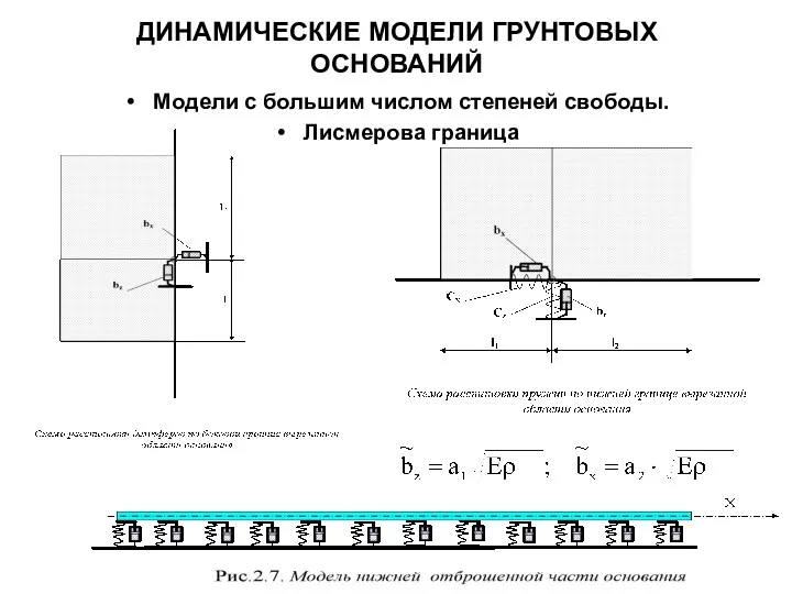 ДИНАМИЧЕСКИЕ МОДЕЛИ ГРУНТОВЫХ ОСНОВАНИЙ Модели с большим числом степеней свободы. Лисмерова граница