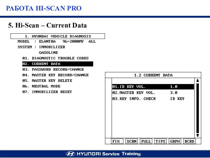 5. Hi-Scan – Current Data РАБОТА HI-SCAN PRO