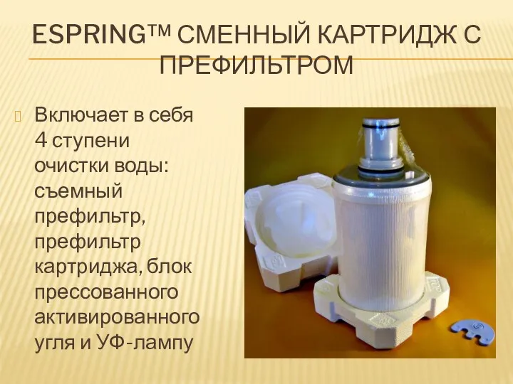 ESPRING™ СМЕННЫЙ КАРТРИДЖ С ПРЕФИЛЬТРОМ Включает в себя 4 ступени