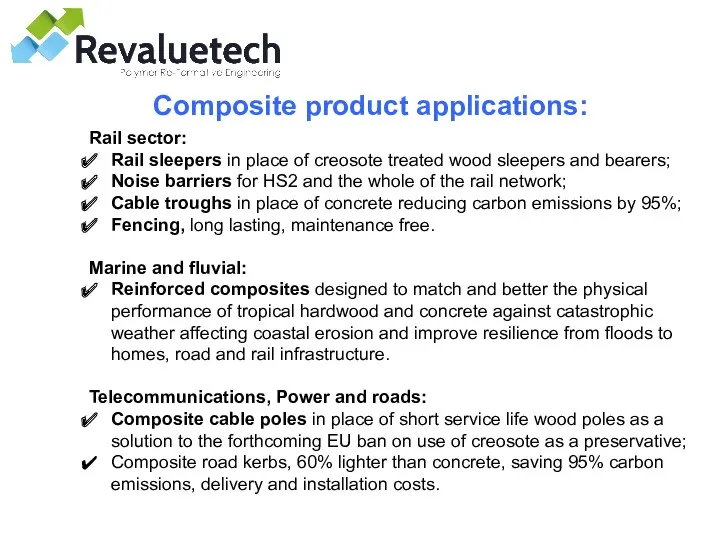 Composite product applications: Rail sector: Rail sleepers in place of