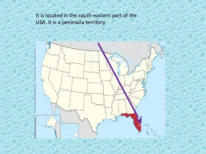 It is located in the south-eastern part of the USA. It is a peninsula territory.