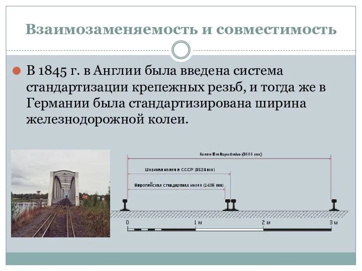 Взаимозаменяемость и совместимость В 1845 г. в Англии была введена