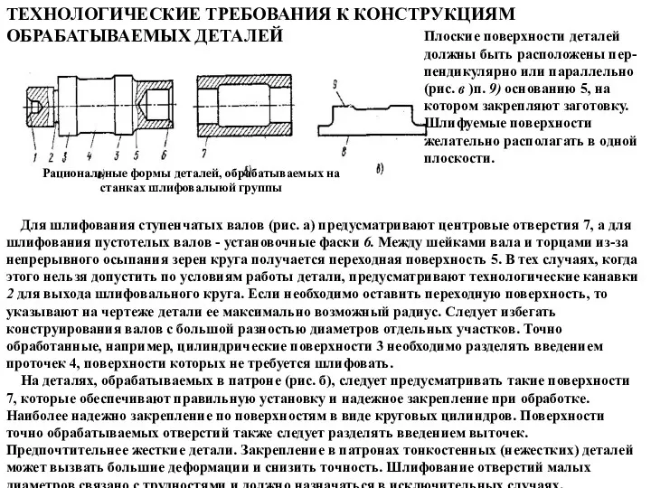 Для шлифования ступенчатых валов (рис. а) предусматривают центровые отверстия 7,