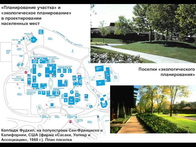 «Планирование участка» и «экологическое планирование» в проектировании населенных мест Поселки «экологического планирования» Колледж