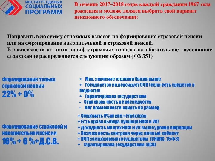 Направить всю сумму страховых взносов на формирование страховой пенсии или