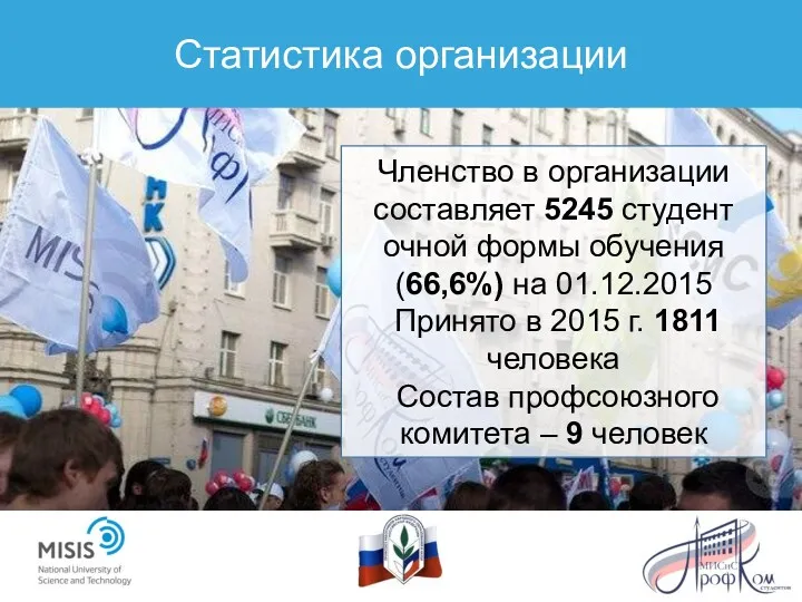 Членство в организации составляет 5245 студент очной формы обучения (66,6%)