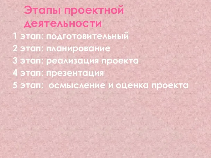 Этапы проектной деятельности 1 этап: подготовительный 2 этап: планирование 3