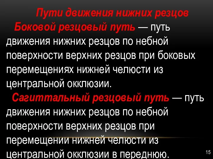 Пути движения нижних резцов Боковой резцовый путь — путь движения