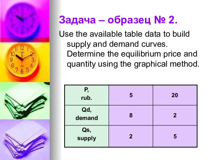 Задача – образец № 2. Use the available table data