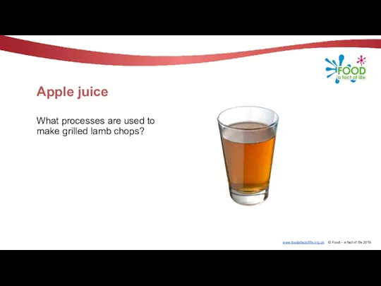 Apple juice What processes are used to make grilled lamb chops?