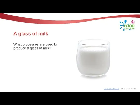 A glass of milk What processes are used to produce a glass of milk?