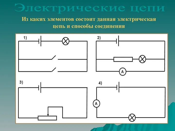 Из каких элементов состоит данная электрическая цепь и способы соединения Электрические цепи