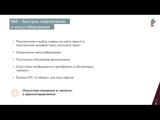 14 №8 – быстрое подключение и масштабирование Отсутствие вложений в