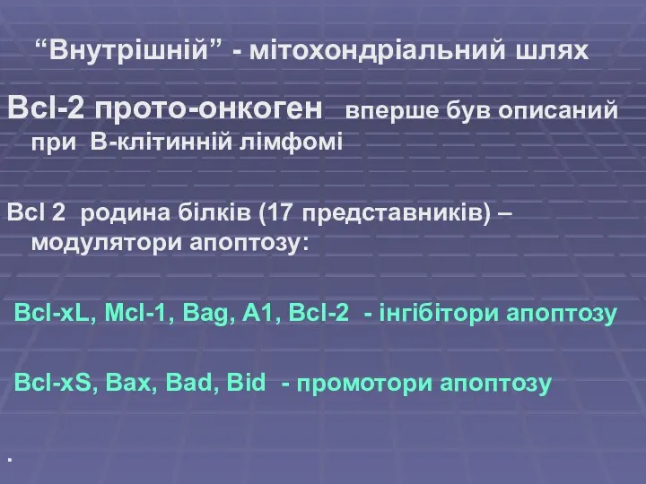 Bcl-2 прото-онкоген вперше був описаний при B-клітинній лімфомі Bcl 2