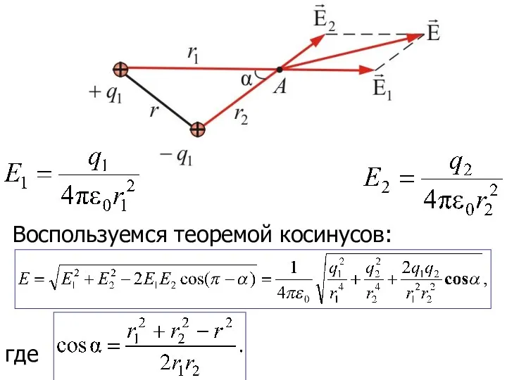 Воспользуемся теоремой косинусов: где