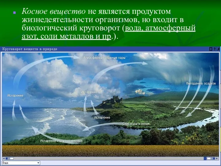 Косное вещество не является продуктом жизнедеятельности организмов, но входит в