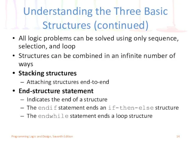 Understanding the Three Basic Structures (continued) All logic problems can
