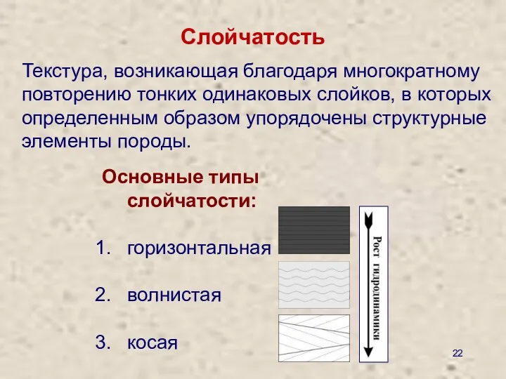 Слойчатость Текстура, возникающая благодаря многократному повторению тонких одинаковых слойков, в