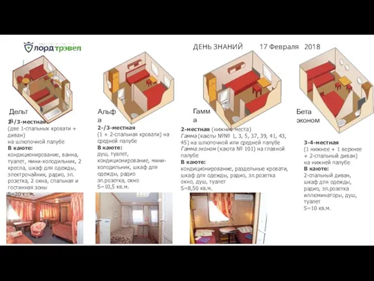 ДЕНЬ ЗНАНИЙ 17 Февраля 2018 2-/3-местная (две 1-спальных кровати +