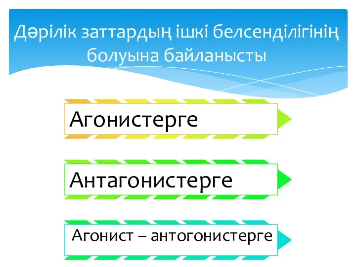 Дәрілік заттардың ішкі белсенділігінің болуына байланысты