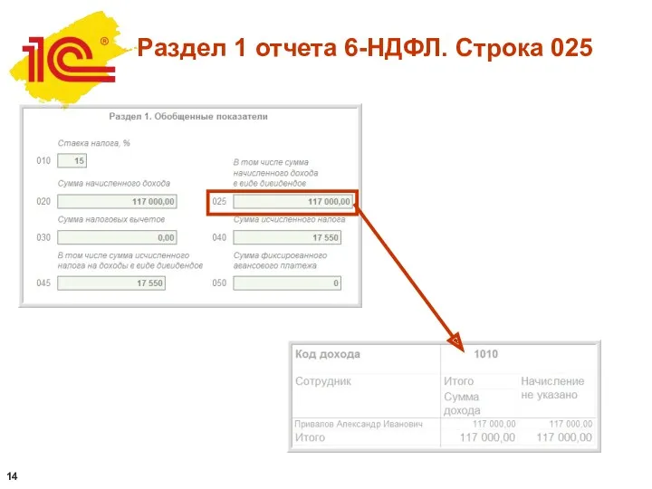 Раздел 1 отчета 6-НДФЛ. Строка 025