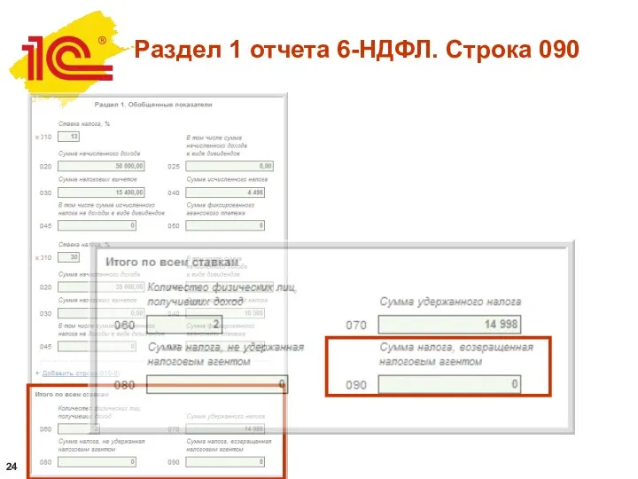 Раздел 1 отчета 6-НДФЛ. Строка 090