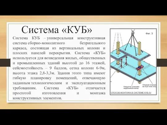 Система «КУБ» Система КУБ – универсальная конструктивная система сборно-монолитного безригельного