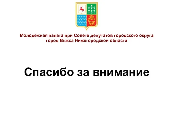 Молодёжная палата при Совете депутатов городского округа город Выкса Нижегородской области Спасибо за внимание