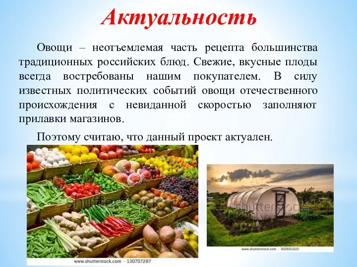 Овощи – неотъемлемая часть рецепта большинства традиционных российских блюд. Свежие, вкусные плоды всегда