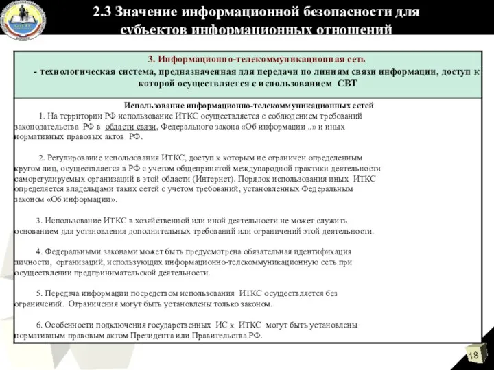 2.3 Значение информационной безопасности для субъектов информационных отношений