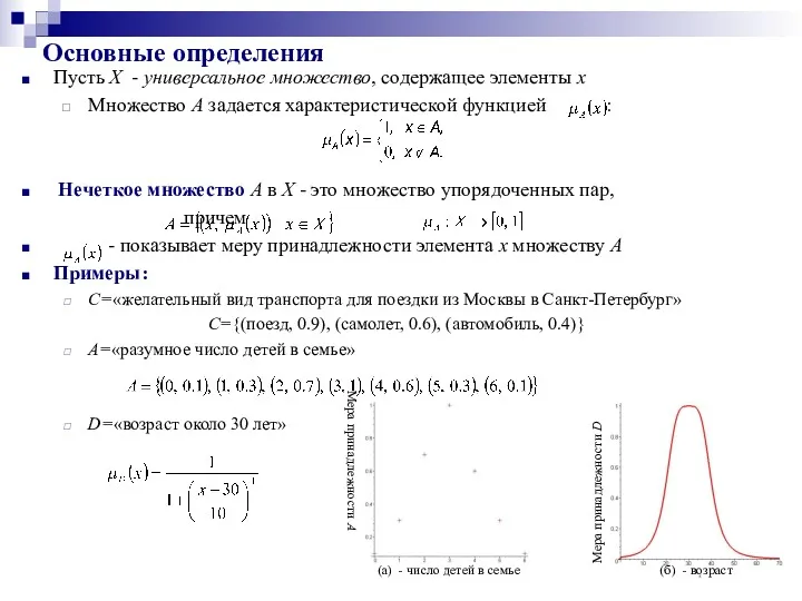 Основные определения Пусть X - универсальное множество, содержащее элементы x Множество A задается