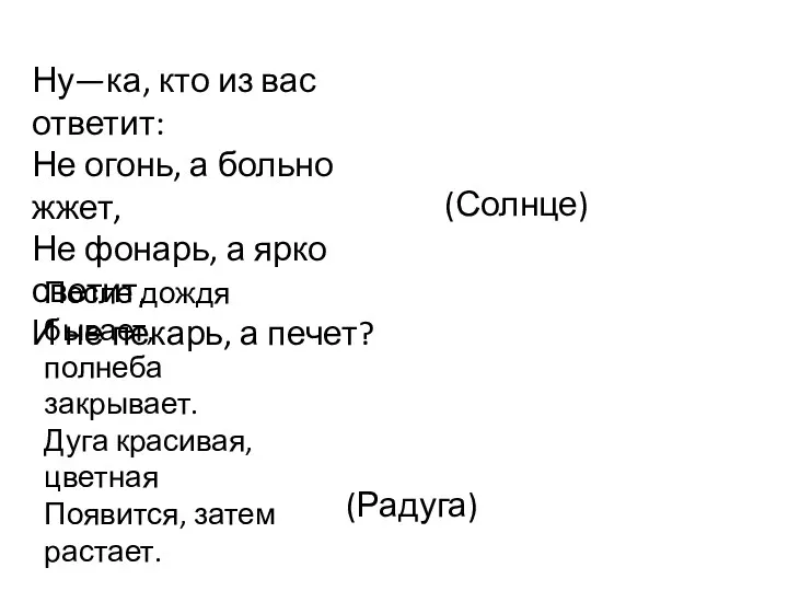 Ну—ка, кто из вас ответит: Не огонь, а больно жжет,