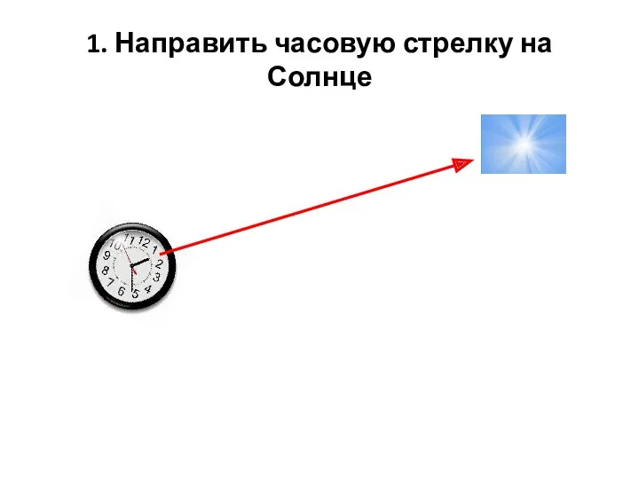 1. Направить часовую стрелку на Солнце