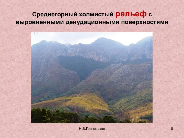 Среднегорный холмистый рельеф с выровненными денудационными поверхностями Н.В.Грановская