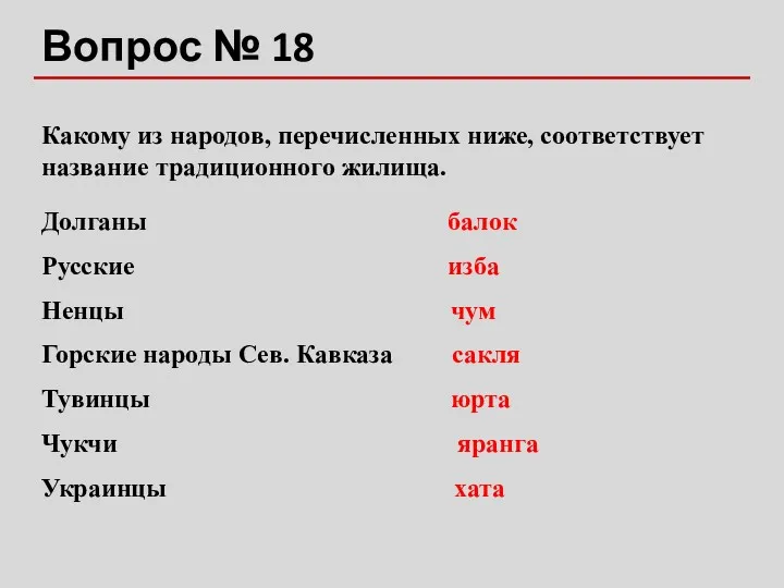 Вопрос № 18 Какому из народов, перечисленных ниже, соответствует название