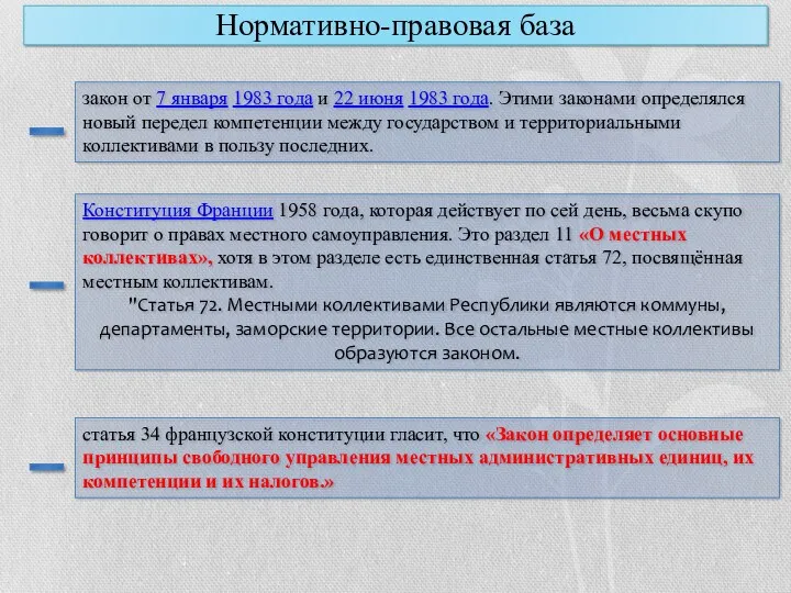 Нормативно-правовая база закон от 7 января 1983 года и 22